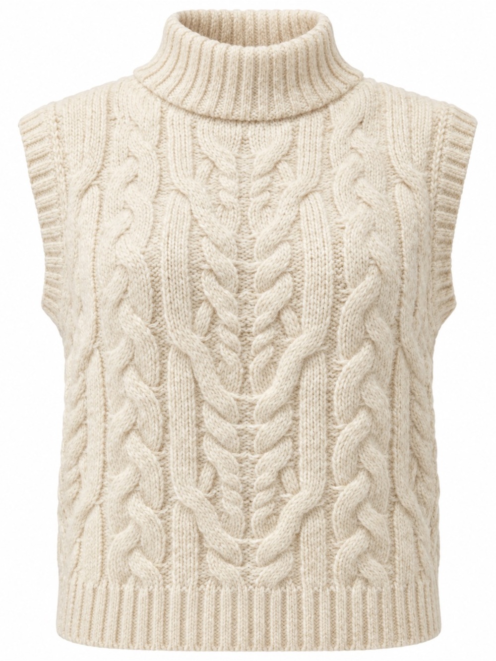 A New Day Cream Cable Knit Turtleneck Sweater Vest XS